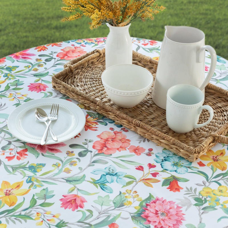 Benson Mills Spillproof Spring/Summer Durable Heavyweight Fabric Indoor Outdoor Tablecloth, Washable Table Cloth for Round Tables, Picnic/Patio Table Covers (70" Round, Botanica) - Image 2
